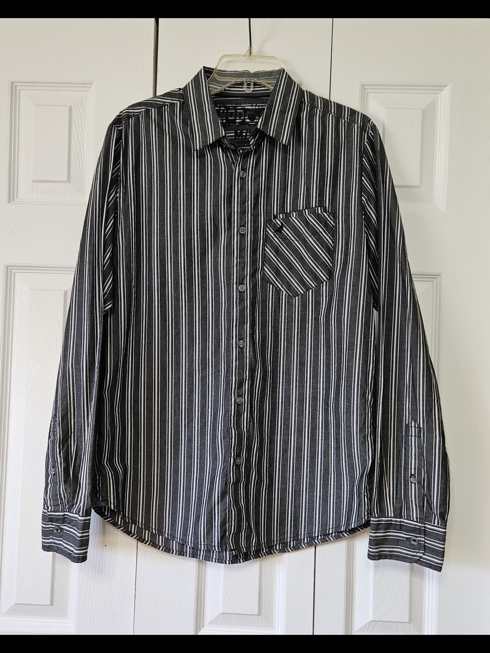 Men's Aeropostale Black Striped Button-Down Shirt